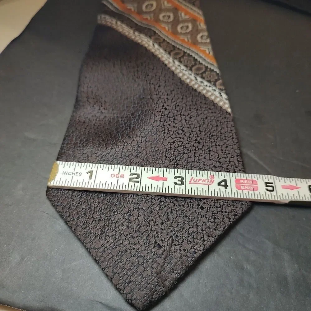 Sid Robbins VINTAGE MENS TIE BROWN GOLD‎ 57